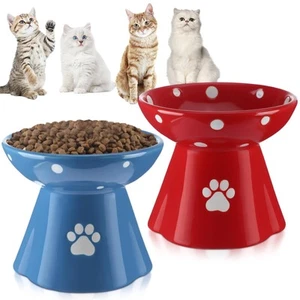 2 Pcs Elevated Ceramic Cat Bowls Raised Bowls for Cats Feeding Bowls for Food... - Picture 1 of 6