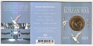 2003 Korean War 50th Anniversary $1 Coin - Sydney 'S' Mintmark - Picture 1 of 2