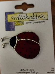 Lady Bug Pin/Brooch or Pendant Switchables Stained Glass  JE013 - Picture 1 of 2