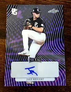 JAKE REIGERT 2023 LEAF PG PURPLE PRISMATIC AUTO # 1/1 OLE MISS REBELS - Picture 1 of 3