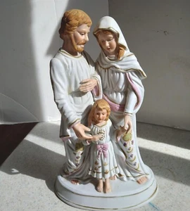 Antike Porzellan Biskuit Heilige Familie Jesus Maria Josef Kapelle Statue Kirche - Bild 1 von 12