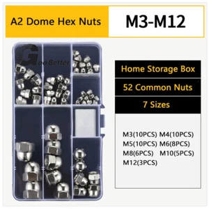 Dome Nuts Set A2/A4/201 Stainless Steel Dome Nuts Hexagon Nuts Multi-Size M3-M12 - Picture 1 of 5