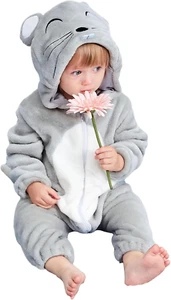 Unisex Baby Animal Costume Winter Autumn Flannel Hooded Romper Cosplay Jumpsuit - Picture 1 of 12