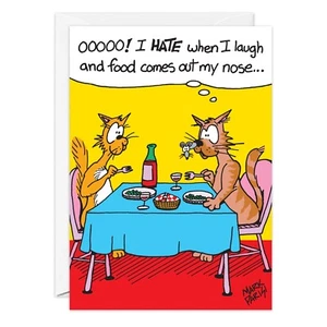 Humor Funny Dining Cats Birthday Card - 9537 Friend Her Him Oatmeal Studios - Picture 1 of 2