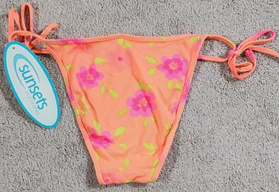 Sunsets Tropical Side Tie Womens Bikini Bottoms Style#12B Large NWT - Image 1 of 4