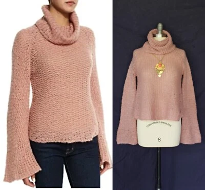 Calypso St. Barth Lana Mohair Cuello Tortuga Capucha Túnica Suéter Manga Campana $298 Foto 1 de 4