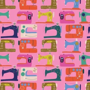 Fat Quarter Dashwood Studios Stitch & Sew Sewing Machine Floral Cotton Fabric - Picture 1 of 4