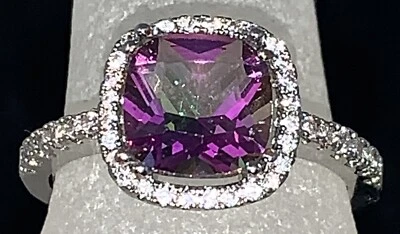 Modischer edler Damenring in Silber mit Regenbogen Stein und Zirkonia Steinen - Bild 1 von 4