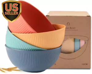 24 Oz -Reusable Wheat Straw Fiber Lightweight Bowls Set - Dishwasher & Microwave - Picture 1 of 8