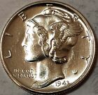 1943-P Mercury Dime Bu Uncirculated 90% Silver 10c * From Roll * 1 Coin ~ Unc