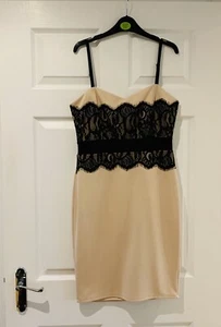 UK Stunning Cream / Black Bodycon Lipsy Jessica Dress Size 12 NEW NO TAGS - Picture 1 of 7
