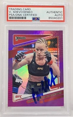 Valentina Shevchenko Signed 2022 Donruss Purple UFC Card On Card PSA/DNA Slabbed - Image 1 of 2