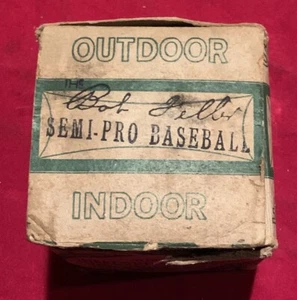 Rare 1940's Bob Feller Endorsed Semi-Pro F-965 Baseball Box Antique Old Indians - Picture 1 of 9