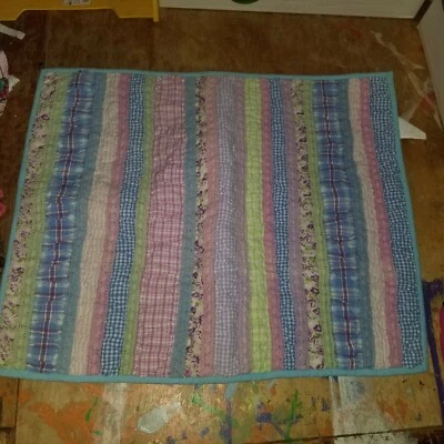 Falsa estándar Pottery Barn Kids "rosa/lavanda/lima/rayas azules" Foto 1 de 4