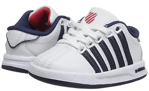 K-SWISS 23270-163 COURT PRO Inf's (M) White/Navy/Red Leather Casual Shoes - Picture 1 of 7