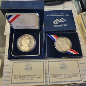 2009 Abraham Lincoln Silver Dollar. Uncirculated &Proof. - Picture 1 of 3