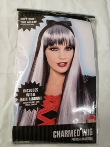 Charmed Costume Wig with Bow. Black and White Vampire Witch Cosplay Anime - Picture 1 of 1