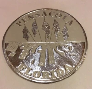 Calcomanía adhesiva de recuerdo de plata reflectante Pensacola Florida 1949 2" de diámetro - Imagen 1 de 3