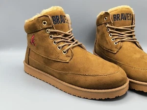 Foco MLB Lace up BOOTS ATLANTA BRAVES LOGO Baseball Sherpa Liner Men's sz 8  New - Picture 1 of 10