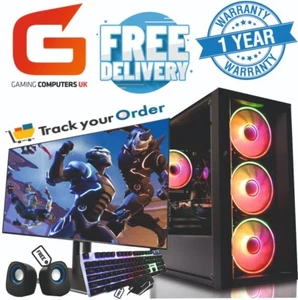 Gaming PC COMPUTER BUNDLE Core i7 16GB 240GB + 1TB RTX 3050 Win10 22" - Picture 1 of 11