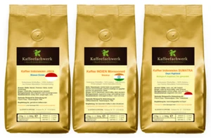 Asien Kaffee Probierpaket 3x250g ♥ Kaffee Probierset Java Malabar Sumatra - Bild 1 von 8