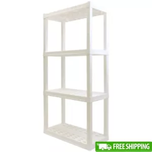 Plastic Heavy Duty Shelving Unit Storage Rack 4-Tier Garage 400 Lbs Weight Load - Picture 1 of 6