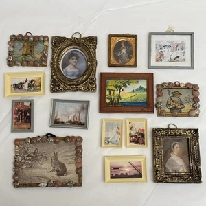 Vintage Lot 1:12 Dollhouse Miniatures Painting Accessories 15 Framed Prints - Picture 1 of 19