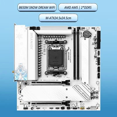 B650M Snow Dream WIFI Motherboard AM5 DDR5 M-ATX | AMD Ryzen 7/8/9000 |WiFi 6E - Image 1 of 4