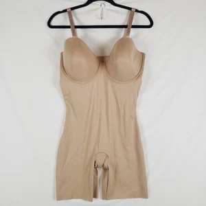 Assets by Spanx Bodysuit 1X Flawless Finish Strapless Cupped Midthigh Beige - Picture 1 of 13