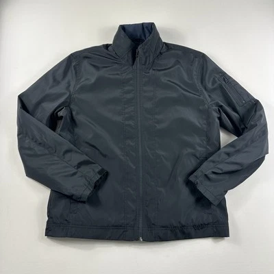 Lucky Brand Jacket Men's Medium Black Lightweight  Bomber Packable Hood Full Zip - Image 1 of 4