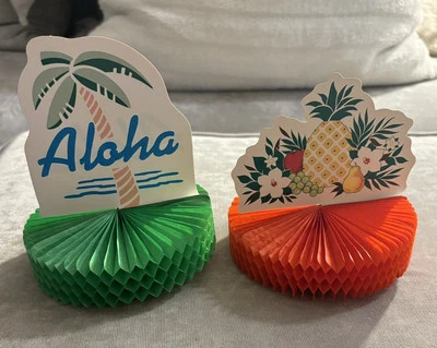 Lot of 12 VTG Paper Art Honeycomb Fruit/Aloha Table Decorations Luau Party - Image 1 of 4