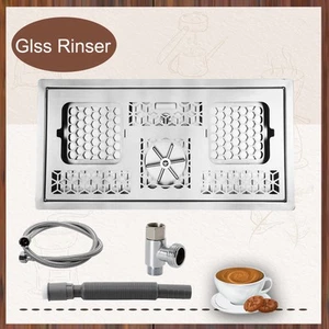 Automatic Glass Rinser Pitcher Rinser w/Drain Board Press-to-Use Stainless Steel - Picture 1 of 15