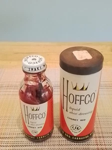 Vintage Hoffco Shoe Cherry Red Dressing Cardboard Tin Liquid Shoe - Picture 1 of 5