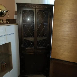 Vintage style tall corner cabinet with beautiful glass doors - Picture 1 of 1