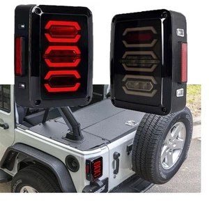For Jeep Wrangler JKU JK Unlimited 07-18 Pair LH+RH Smoked Tail Light Rear Lamp - Picture 1 of 11