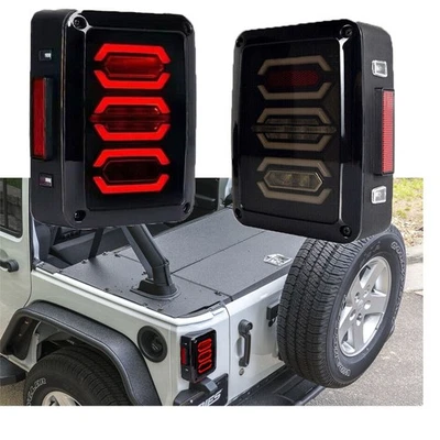 For Jeep Wrangler JKU JK Unlimited 07-18 Pair LH+RH Smoked Tail Light Rear Lamp - Image 1 of 4
