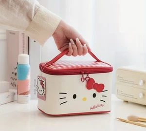 Sanrio Hello Kitty Makeup Pouch Bag Portable Cosmetic Storage Mirror Travel - Picture 1 of 3