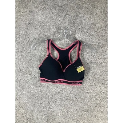 Coobie Intimates Sport Bra Black Pink Trim Comfort Racerback 38C - Image 1 of 4