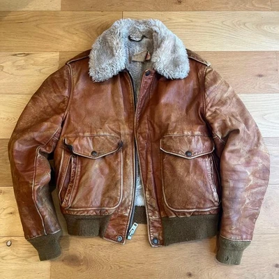 Brown Jacket With Leather Fur Schott A2 - Image 1 of 4