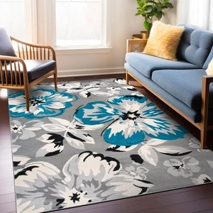 Modern Floral Design Area Rug for Living Room,Bedroom,Home Office,Kitchen Non... - Picture 1 of 7