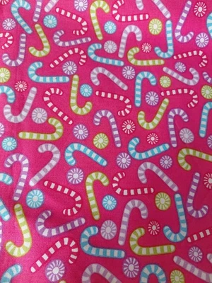 Candy Cane Hobby Lobby Fabric 28"x44" Pink Pastels Cotton - Image 1 of 3