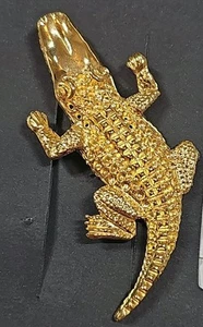 Alligator Gold Tone Lapel Hat Tie Pin - Picture 1 of 5
