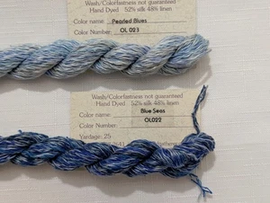 Thread Gatherer Oriental Linen 2 Skeins Pearled Blues and Blue Seas - Picture 1 of 3