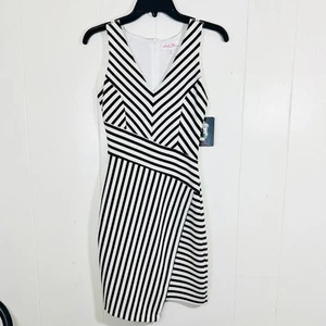 Marilyn Monroe Black and White Multidirectional Striped Sleeveless Dress XS - Picture 1 of 11