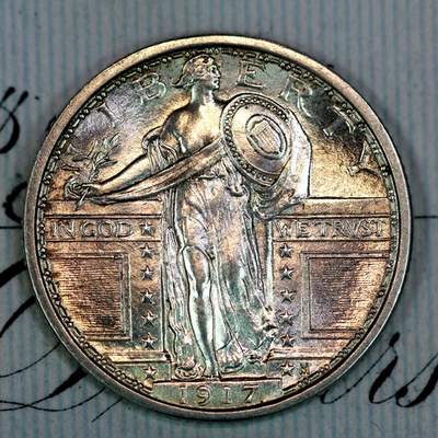 * 1917-P T1 FH * PRISTINE+ GEM BU MS STANDING LIBERTY QUARTER * FROM COLLECTION - Image 1 of 3
