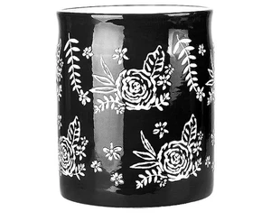 Wisenvoy Ceramic Utensil Holder Black & White Rose 6.8x5.7in NIB FREE SHIPPING! - Bild 1 von 4