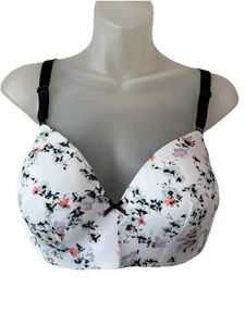 Cacique 40C Bra White Floral Lightly Lined No Wire Back Closure Wireless - Picture 1 of 6