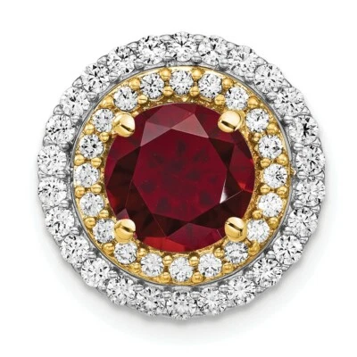 14K Two-tone Gold Lab-Created Diamond & Created Ruby Pendant - Image 1 of 2