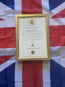 Oath Of Allegiance Royal Artillery (framed with metal Cap Badge & Shilling) - Picture 1 of 5