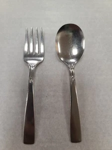 Pair Of Accent Baby Fork/Spoon Set Oneida  Deluxe Stainless Flatware Oneidacraft - Picture 1 of 10